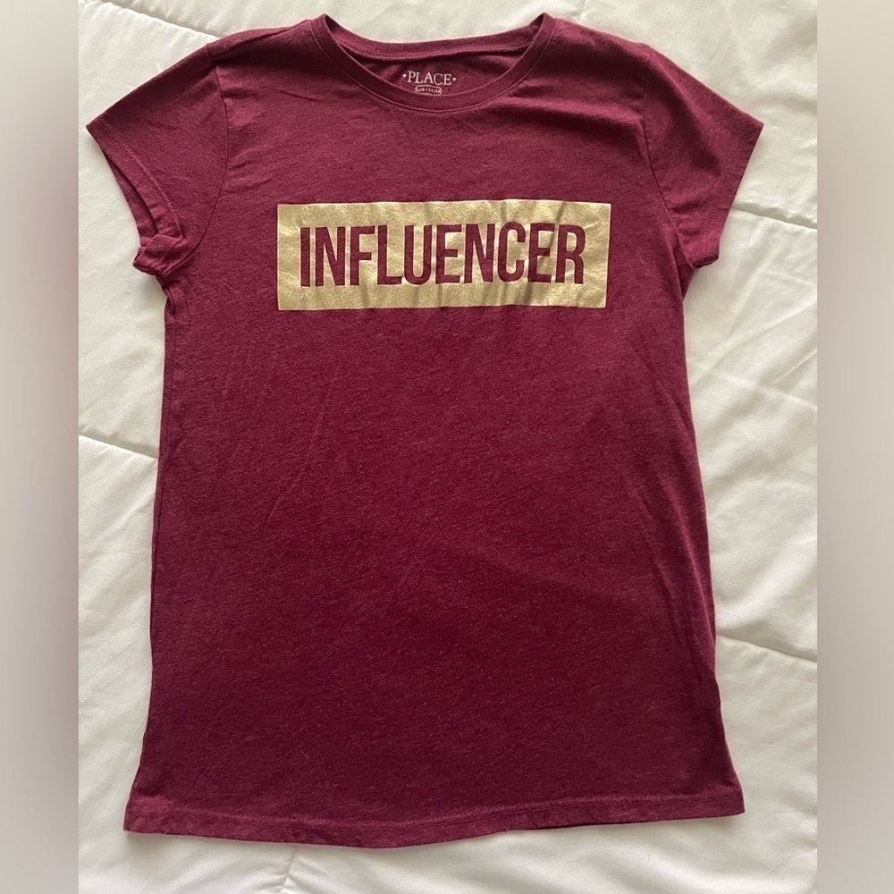 Girls INFLUENCER 10 - 12 Medium Casual Play School Short Sleeve Graphic T Shirt